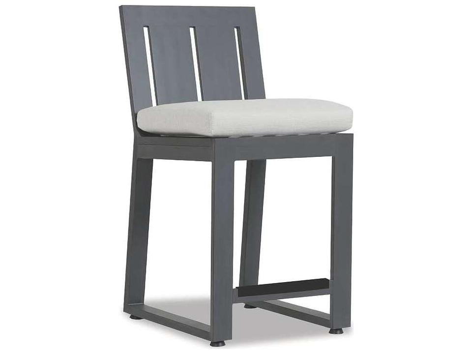 Redondo Armless Outdoor Bar Stool with Cast Silver Sunbrella Cushion