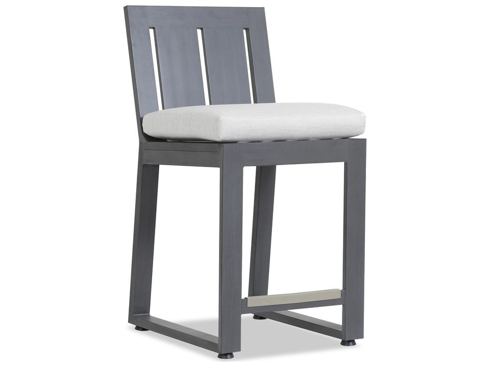 Redondo Aluminum Counter Stool with Sunbrella Cast Silver Cushion