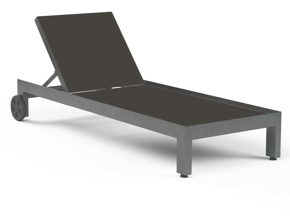 Redondo Outdoor Adjustable Sling Chaise in Slate and Dark Grey