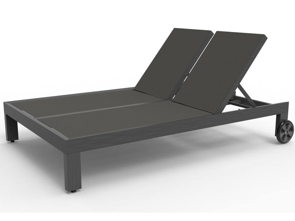 Redondo Double Chaise Lounge with Phifertex Alligator Alley Sling in Slate