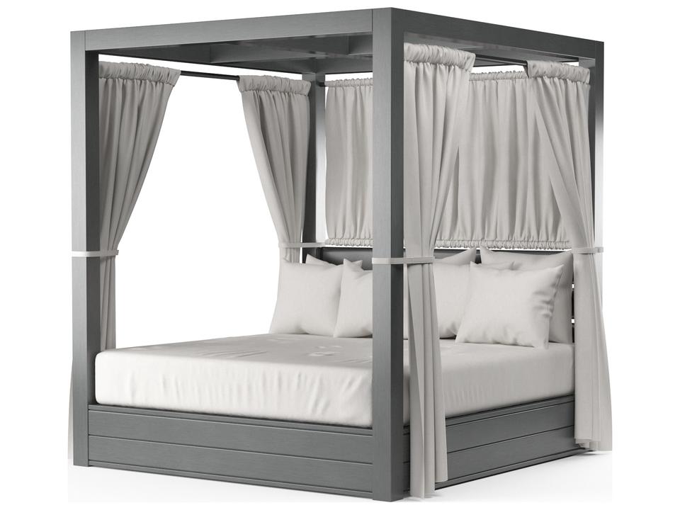 Redondo Aluminum Cushion Outdoor Lounge Bed in Cast Sliver