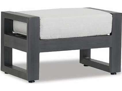 Redondo Ottoman with Cast Silver Sunbrella Cushion in Hand-Brushed Slate