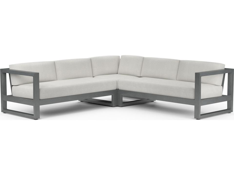 Laguna 3-Piece Modular Outdoor Sectional Sofa in Driftwood with Sunbrella Canvas Flax
