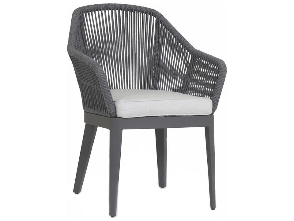Milano Charcoal Rope Cushion Outdoor Dining Chair in Echo Ash