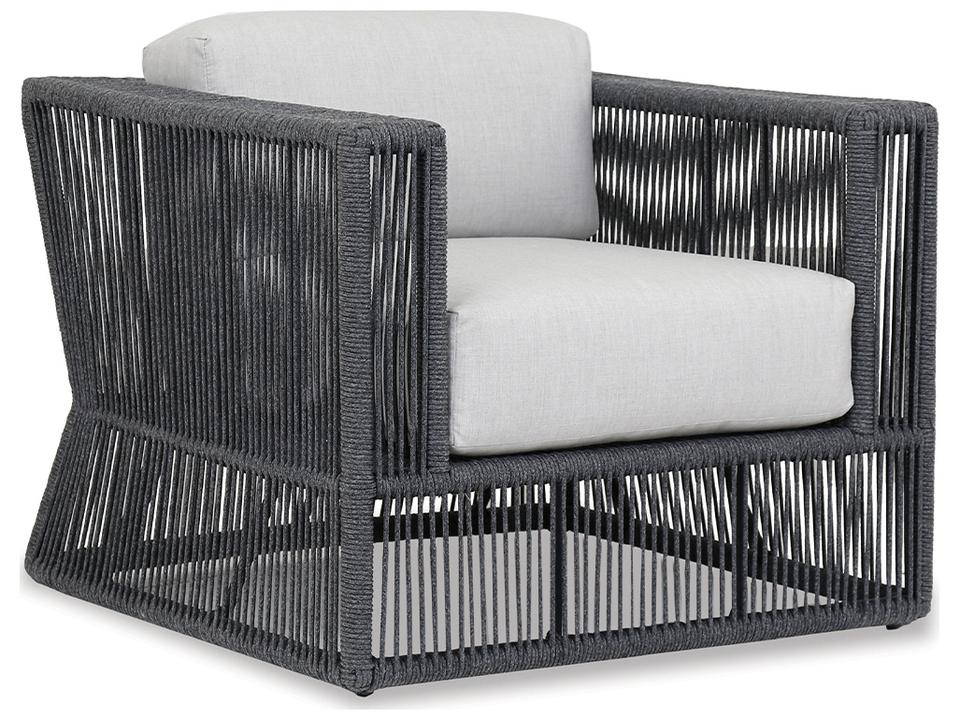 Milano Woven Rope Lounge Chair with Sunbrella Cushions in Echo Ash