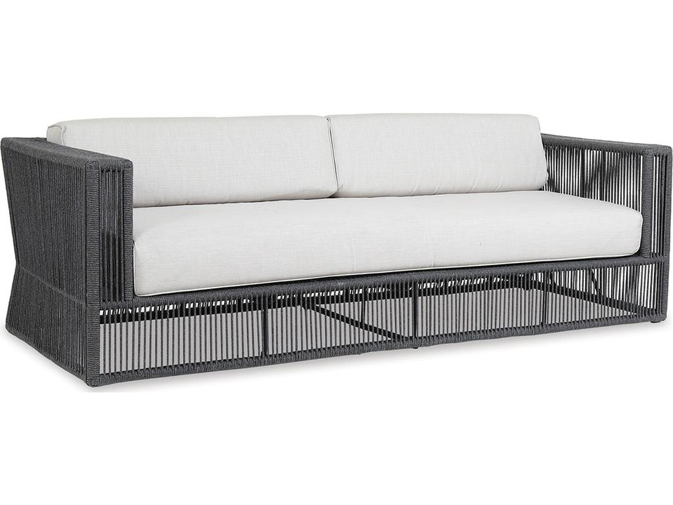 Milano Woven Rope Outdoor Sofa with Sunbrella Cushions in Echo Ash