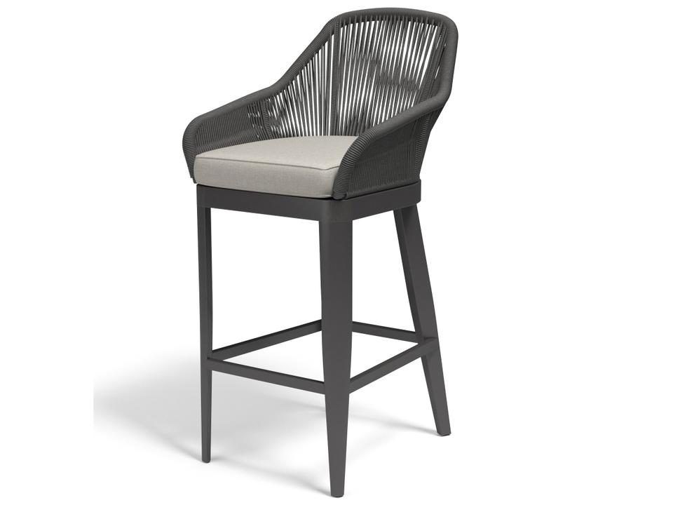 Milano Rope Bar Stool with Sunbrella Cushion in Echo Ash