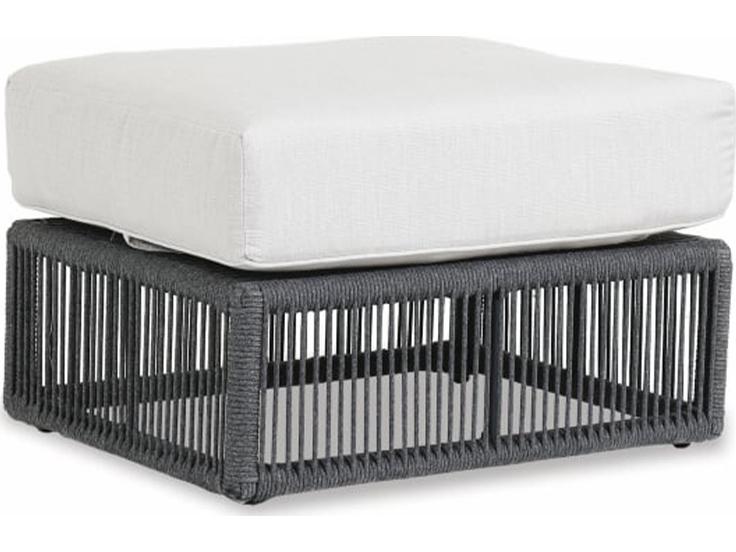 Milano Woven Rope Ottoman with Echo Ash Sunbrella Cushion