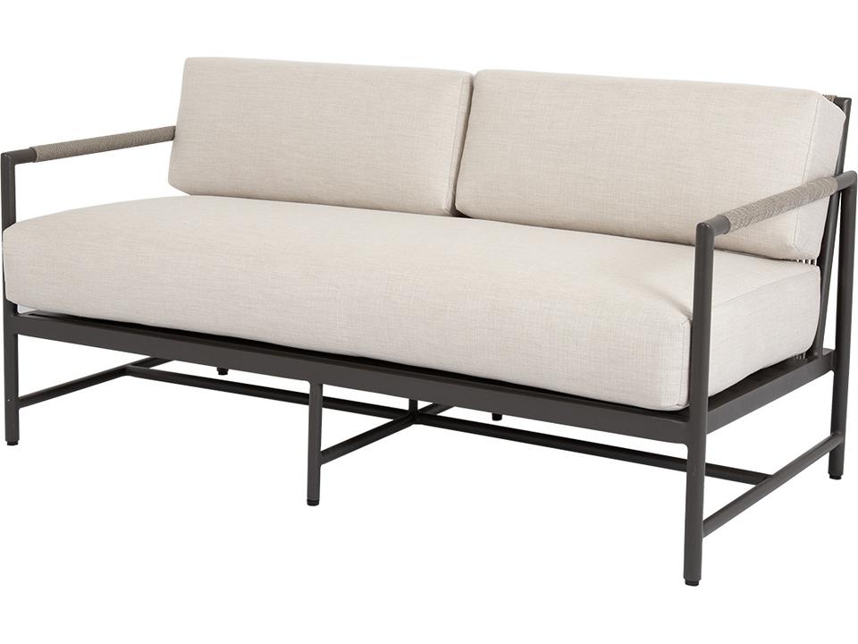 Pietra Outdoor 2-Seat Loveseat in Graphite with Echo Ash Cushions