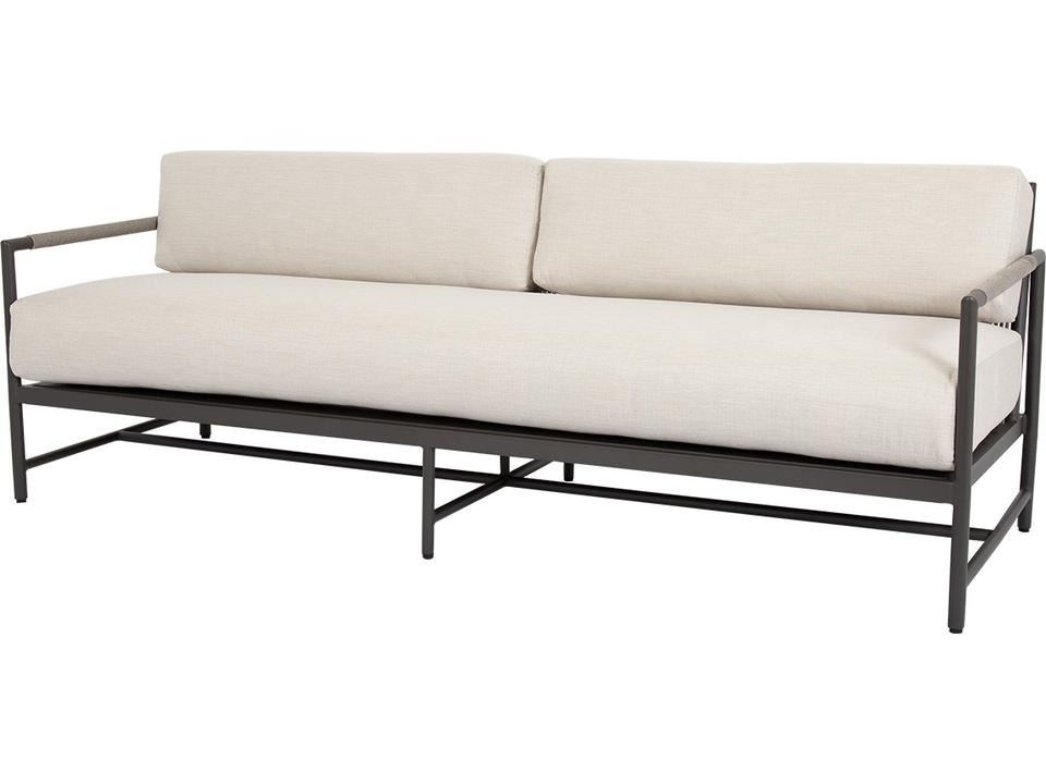 Pietra Aluminum Sofa with Sunbrella Cushions in Echo Ash