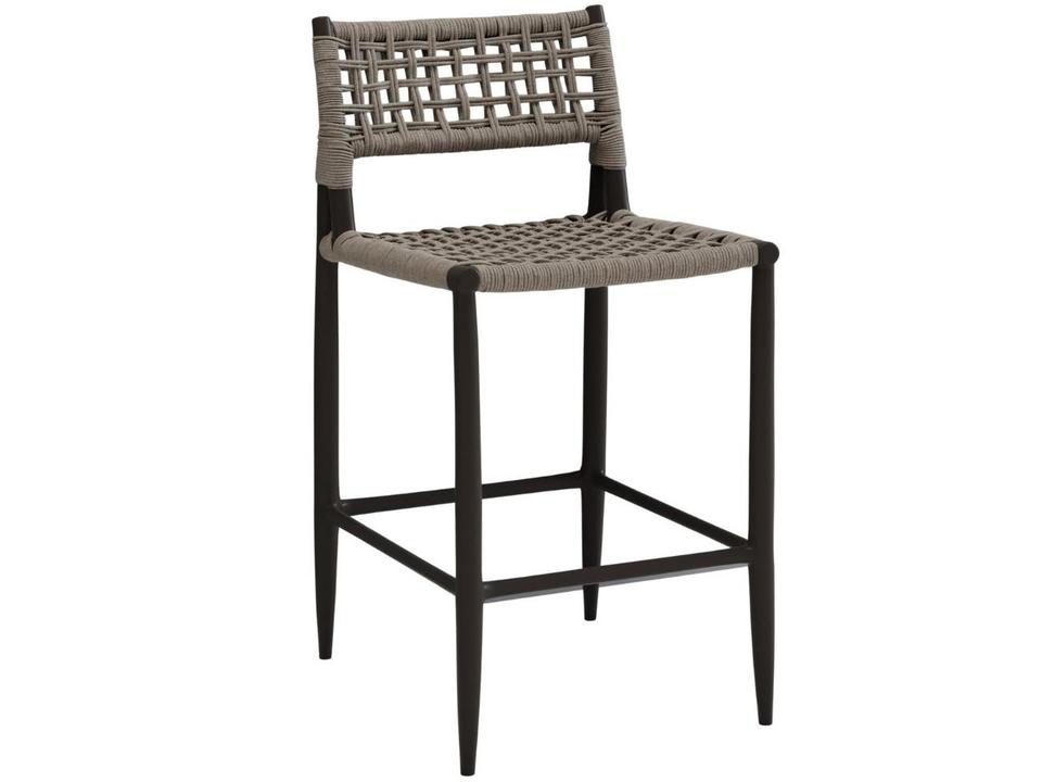 Grigio Rope Outdoor Bar Stool in Graphite and Stone Grey