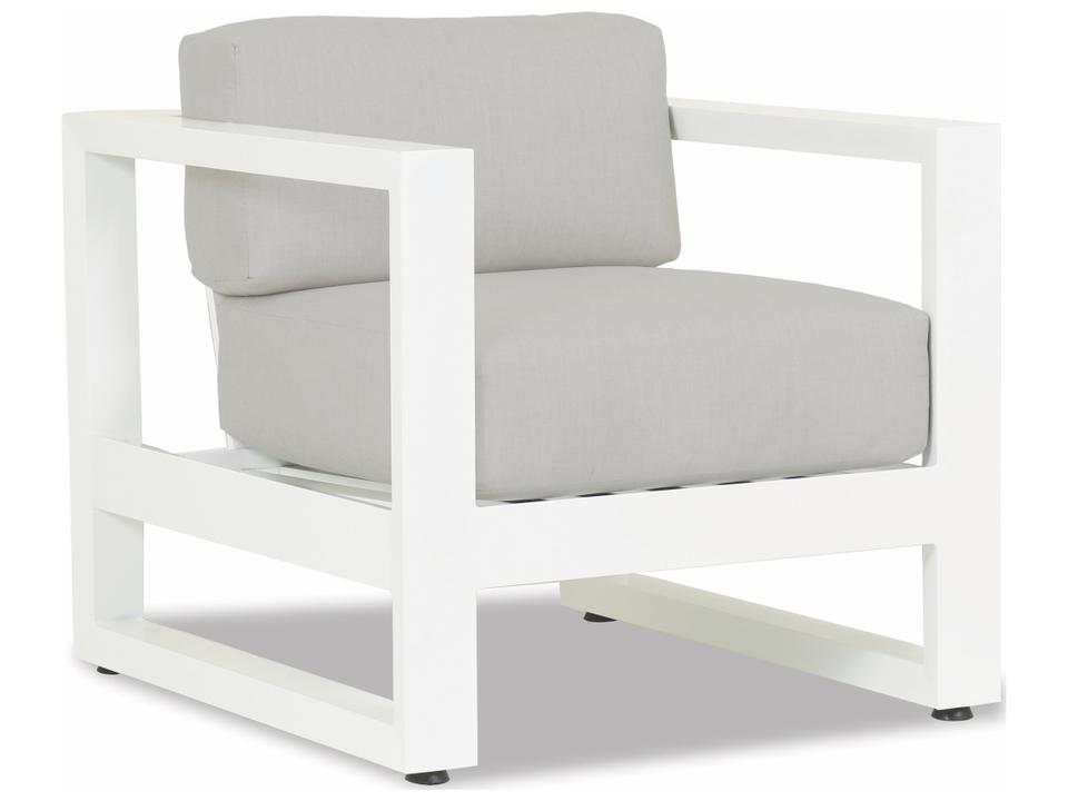 Newport Lounge Chair with Sunbrella Cast Silver Cushions in Frosted White