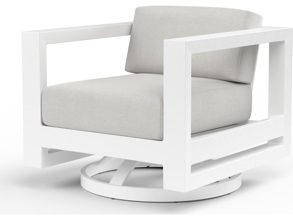 Newport Swivel Outdoor Lounge Chair with Sunbrella Cast Silver Cushions