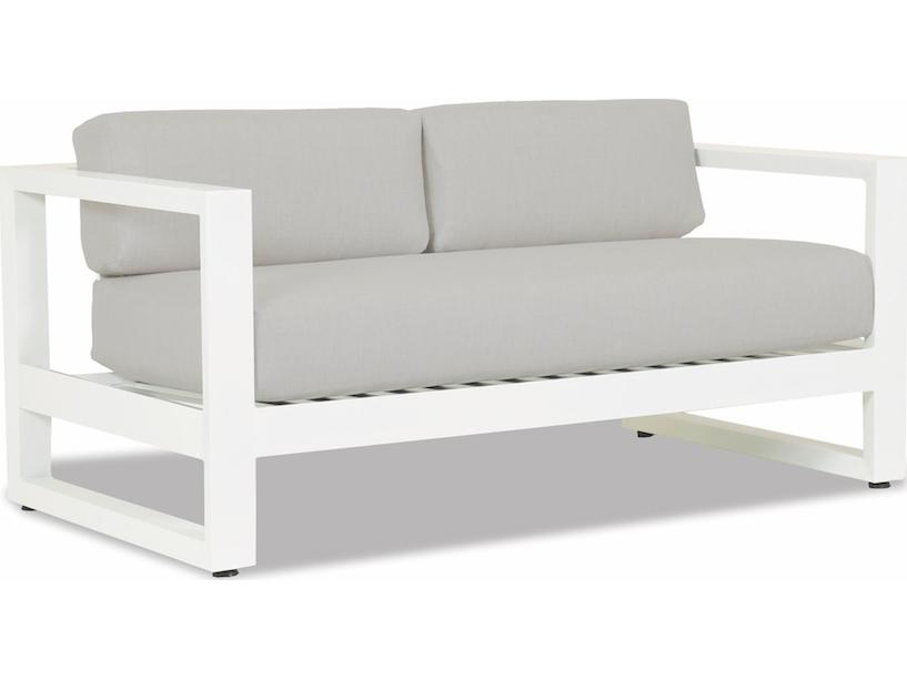 Newport Aluminum Loveseat with Sunbrella Cast Silver Cushions