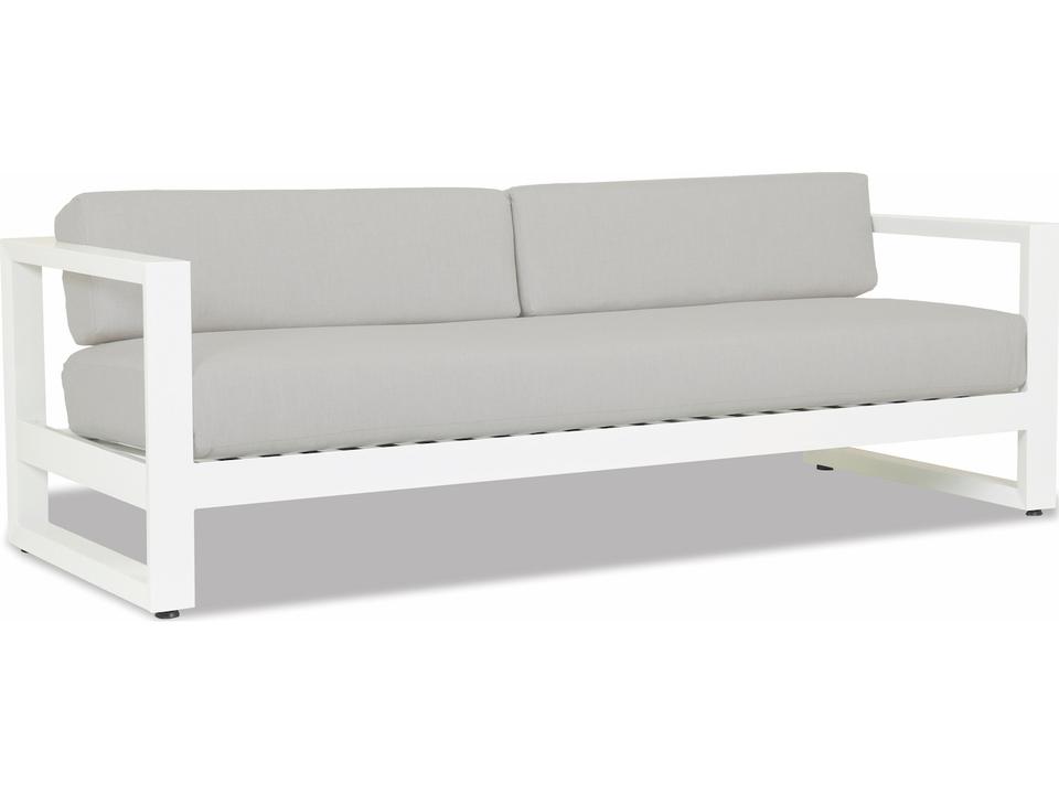 Newport Aluminum Outdoor Sofa with Sunbrella Cast Silver Cushions