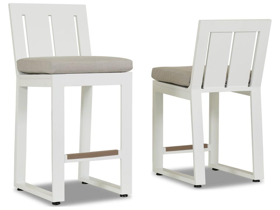 Newport Aluminum Counter Stool with Cast Silver Sunbrella Cushion