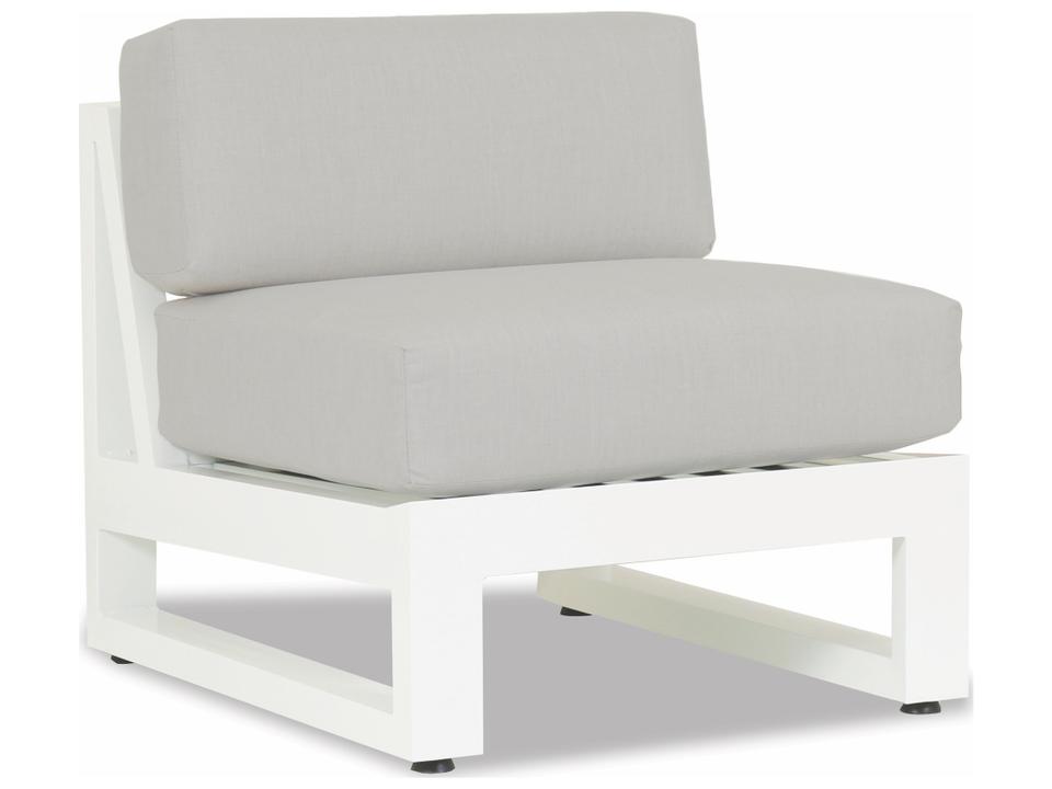 Newport Frosted White Aluminum Modular Patio Lounge Chair in Cast Silver