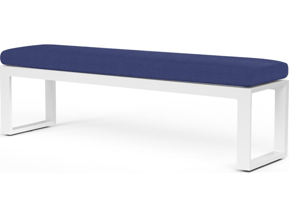 Newport Aluminum Outdoor Bench in Frosted White