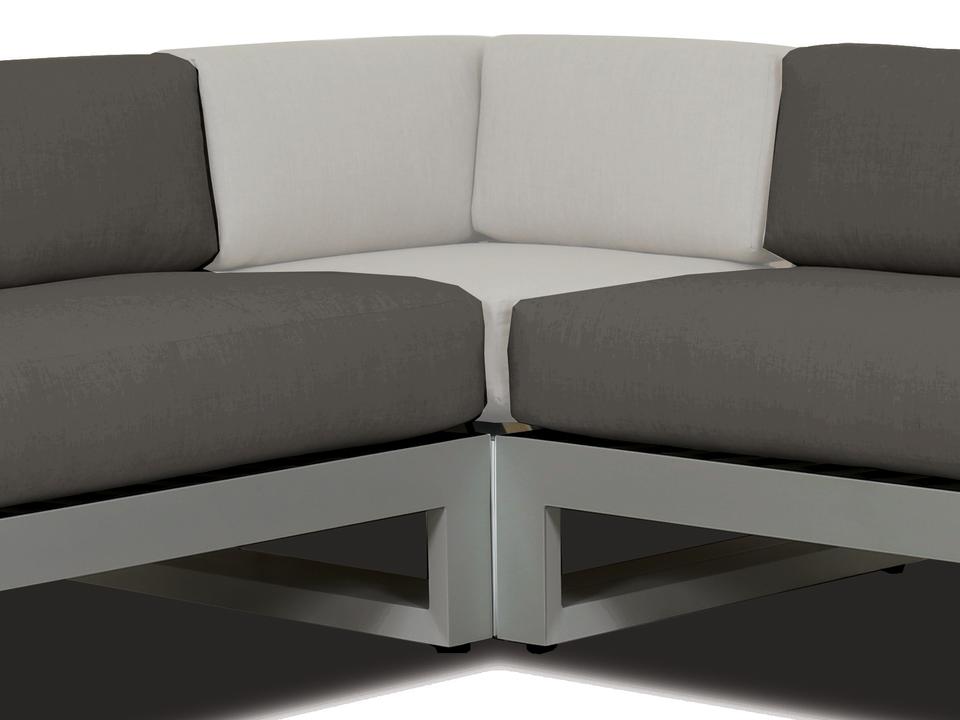 Newport Aluminum Corner Lounge Chair with Cast Silver Sunbrella Cushions