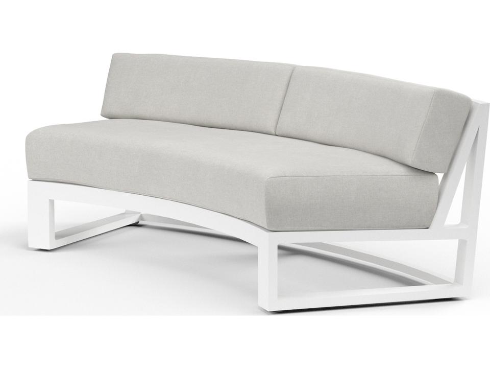 Newport Curved Aluminum Patio Sofa with Sunbrella Cushions in Frost