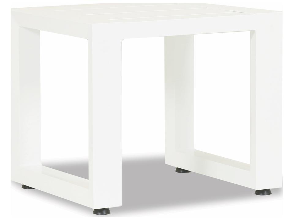 Newport 20-Inch Square Aluminum End Table in Satin White