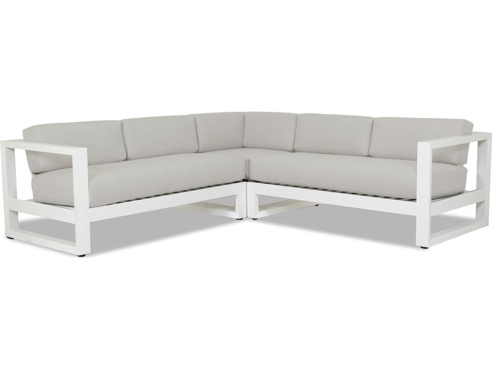 Newport Frosted White Aluminum Sectional Lounge Set