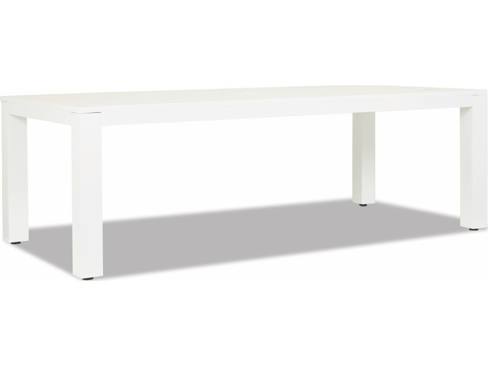 Newport 90-Inch Rectangular Aluminum Dining Table in Frosted White
