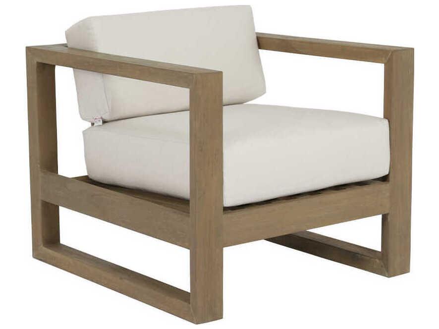 Coastal Teak Outdoor Lounge Chair in Warm Grey with Canvas Canvas Sunbrella Fabric
