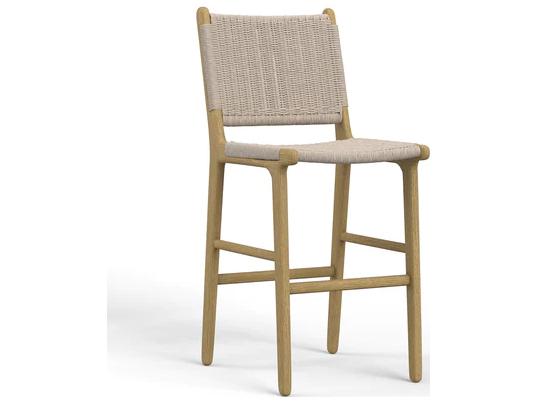 Sedona Teak Wood Outdoor Barstool with Resin Wicker Back