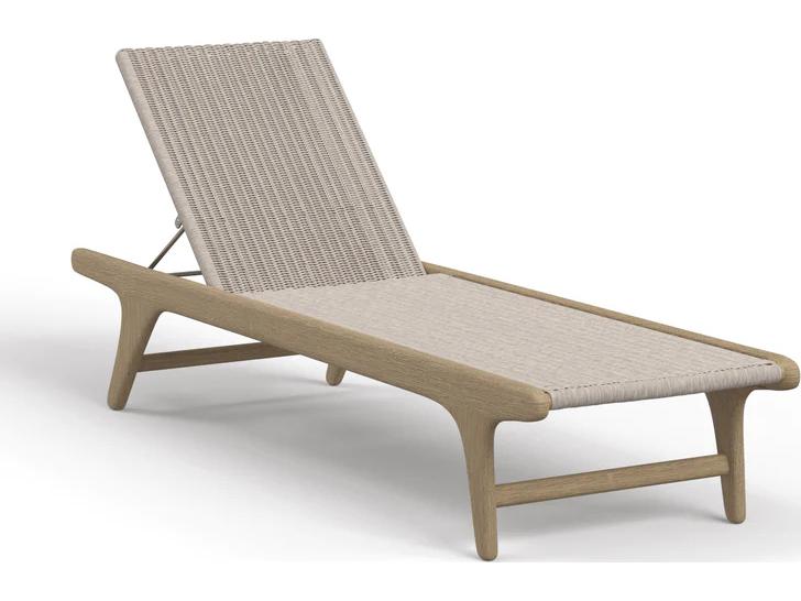 Sedona Outdoor Teak and Resin Wicker Chaise Lounge Weathered Teak Finish