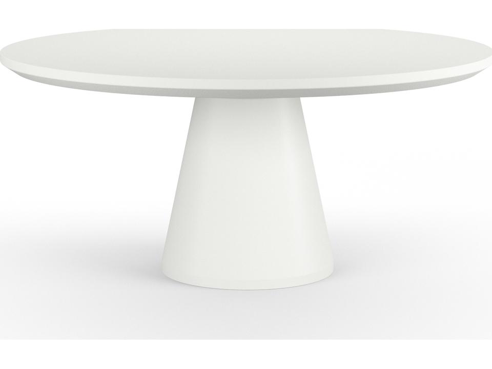 Bazaar 63-Inch Round Pedestal Outdoor Dining Table in Bone Concrete