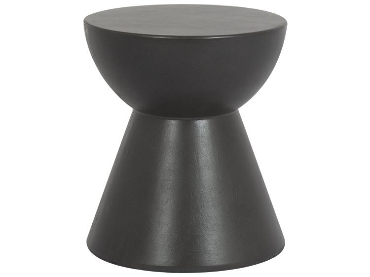 Bazaar Round Outdoor End Table in Dark Grey GFRC