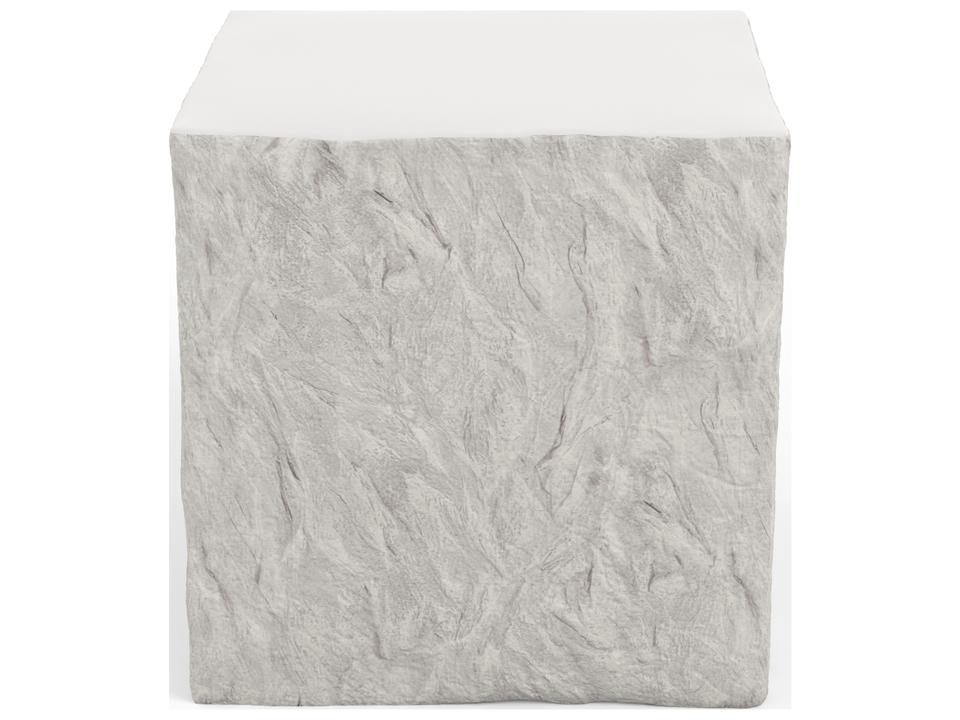Bazaar Square GFRC End Table in Bone White