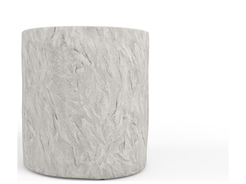 Bazaar Round Outdoor End Table in Bone White Concrete