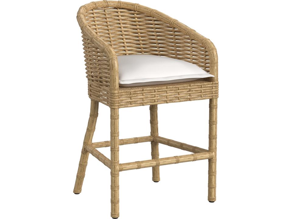 Playa Counter Stool Natural Resin Wicker Soothe Pearl Sunbrella