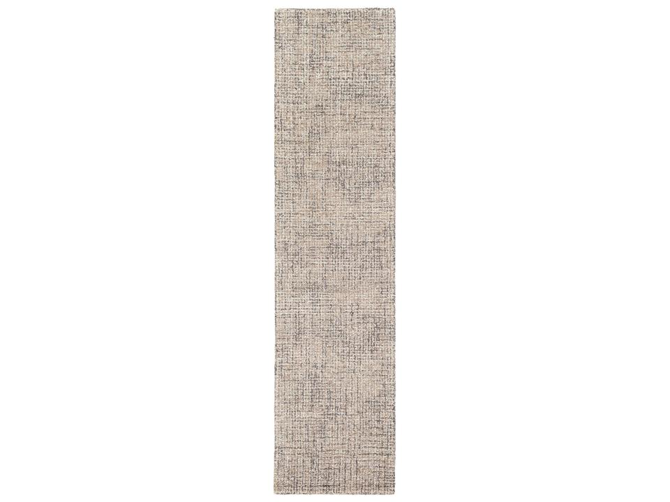Aiden 2'0'' x 8'0'' Hand Tufted Wool Runner Rug in Medium Gray and Khaki