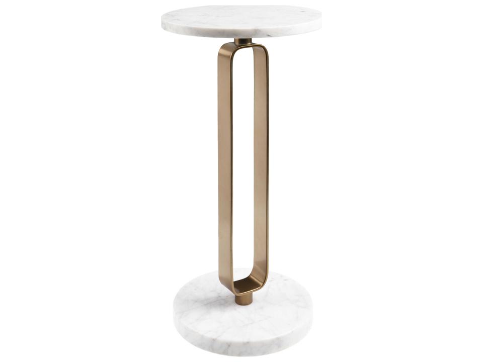 Bendigo Round End Table in Ivory Marble and Brass Metal