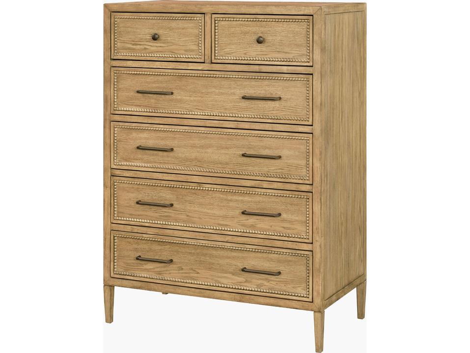 Hermosa 50 Inch High Dresser with Oak Veneer and Soft Close Drawers