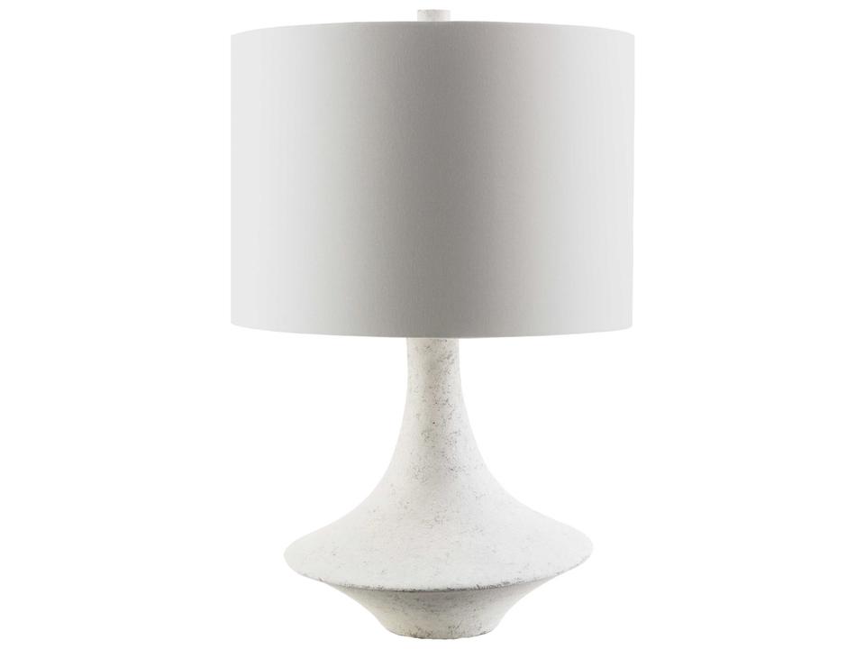 Bryant Modern Table Lamp with Concrete Finish Resin Base and Cotton Shade