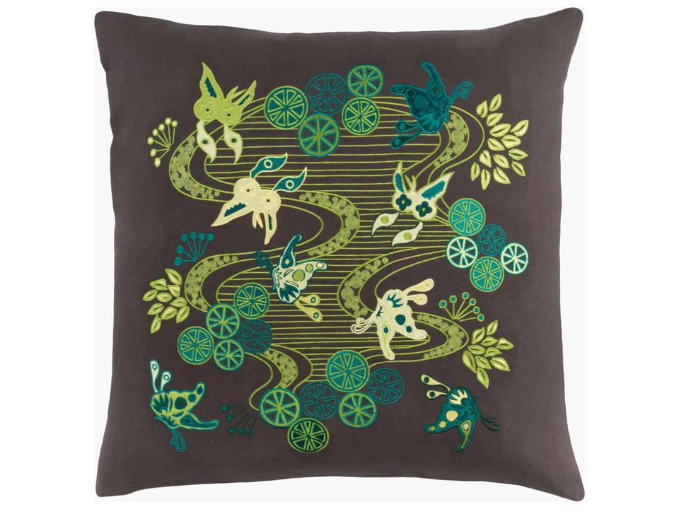 Chinese River Accent Pillow in Linen and Cotton