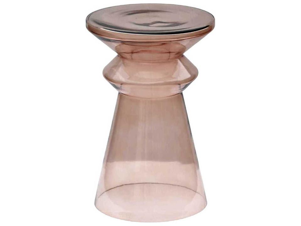 Donora Minimalist Modern Glass End Table in Rust and Dark Brown