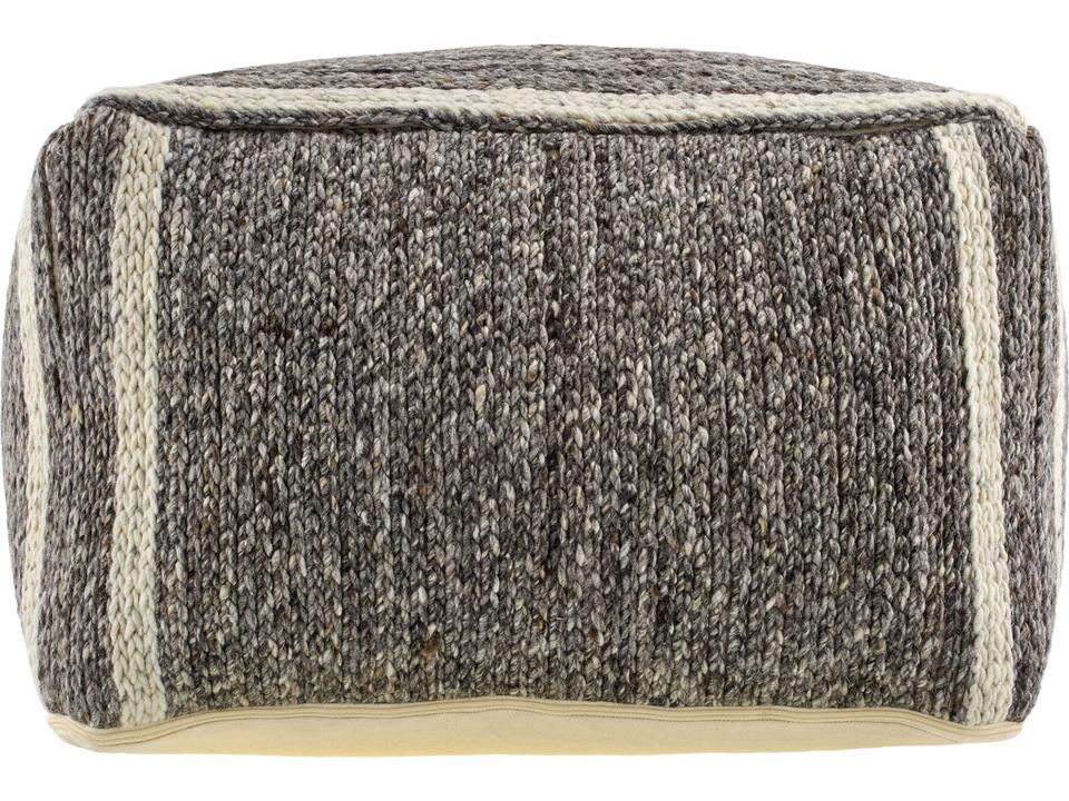 Derby Pouf Upholstered Wool and Cotton in Brown and Light Brown