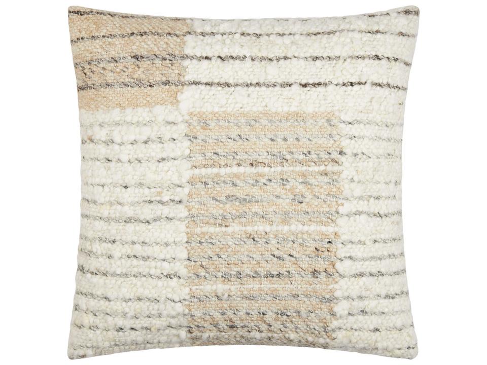 Deccan Traps Woven Wool Blend Accent Pillow in Ivory and Brown