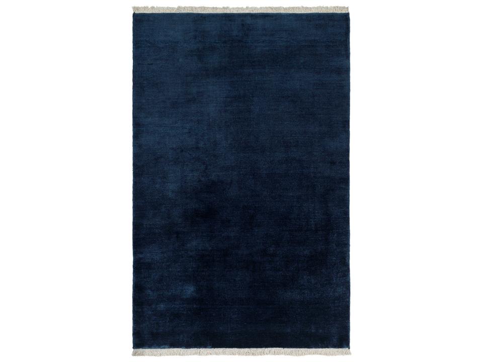 Evergreen Modern Hand Loomed Wool Shag Area Rug in Dark Blue