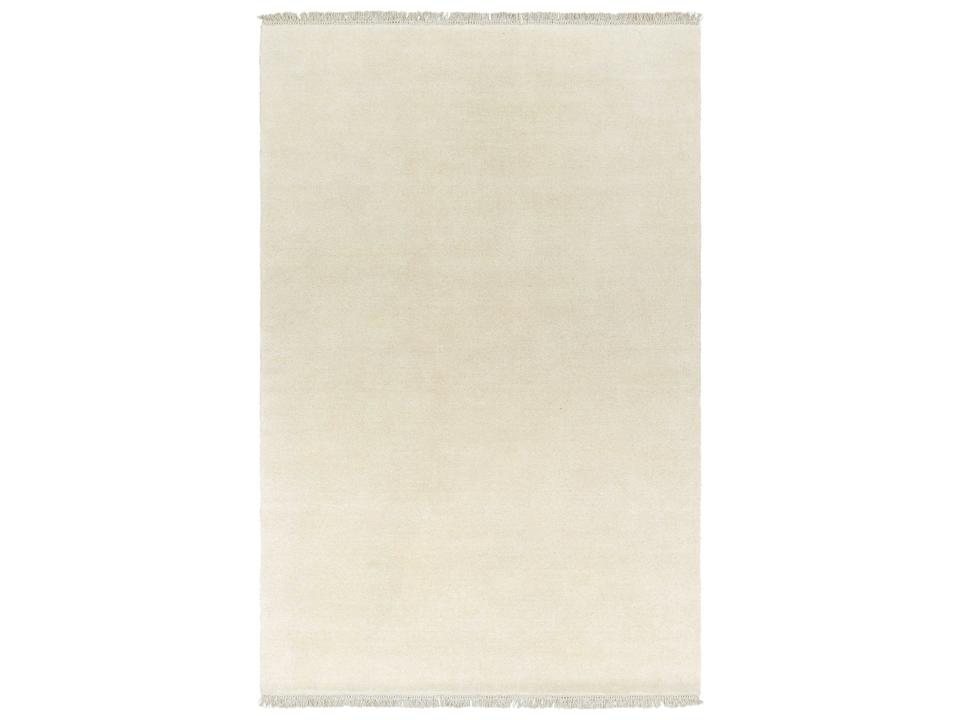 Evergreen Hand-Loomed Wool Area Rug with Fringe in Pearl