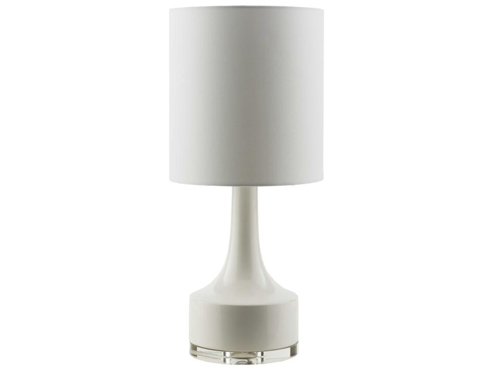 Farris White Cotton Ceramic Table Lamp with Crystal Base