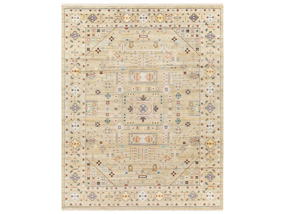 Kushal Hand Knotted Viscose Wool Area Rug with Fringe