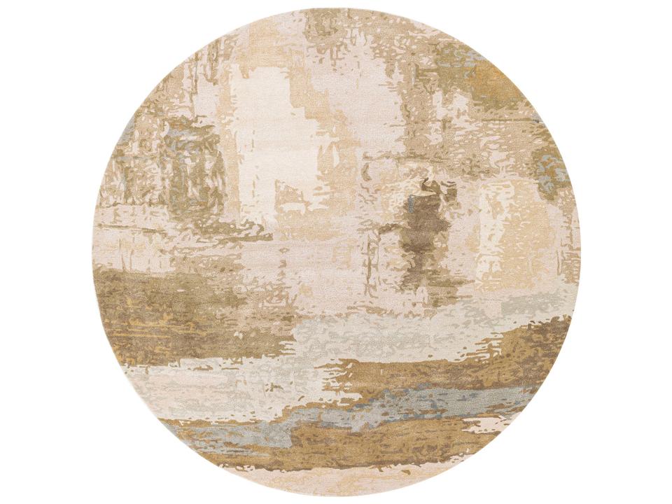 Kavita Round Hand Tufted Area Rug Viscose Wool Blend Abstract