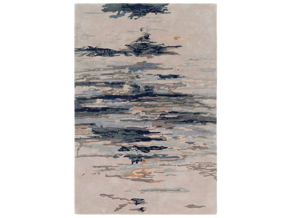 Kavita Abstract Hand Tufted Area Rug in Taupe Navy