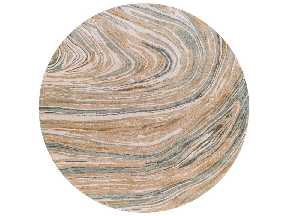Kavita Round Area Rug Hand Tufted Viscose and Wool Abstract